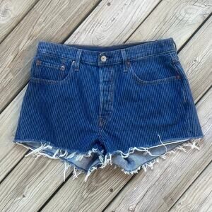 Levi's 501 Women's Striped Denim Jean Shorts Size 31